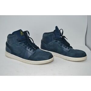 Nike Air Jordan 1 Retro Mid Mens 10.5 Armory Navy/Electrolime Jumpman 554724-421